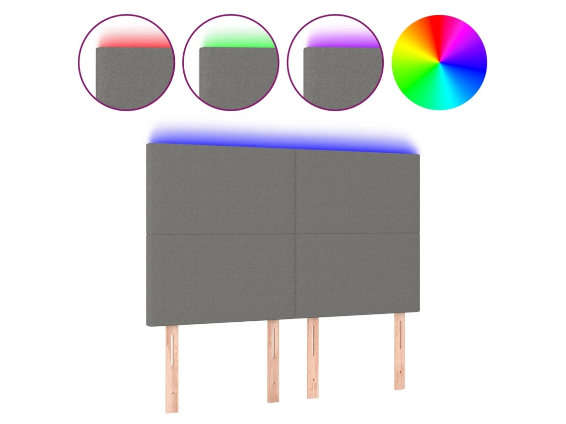 Led Headboard, Led Headboards Vidaxl Cinzeto Tecido (144 X 5 X 118/128 Cm)