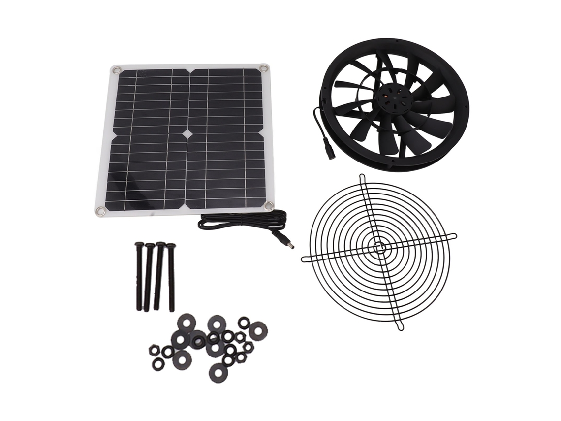 Kit De Ventoinha Solar Com Rede Metálica, Exaustor Resistente À Água Para Galinheiro