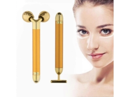 Massageador Facial 2 em 1 com Rolos Elétricos de Pulso Dourado 3d e Formato T para Braços, Olhos, Nariz Cabeça. Prop Orciona Lifting I GOKOCO