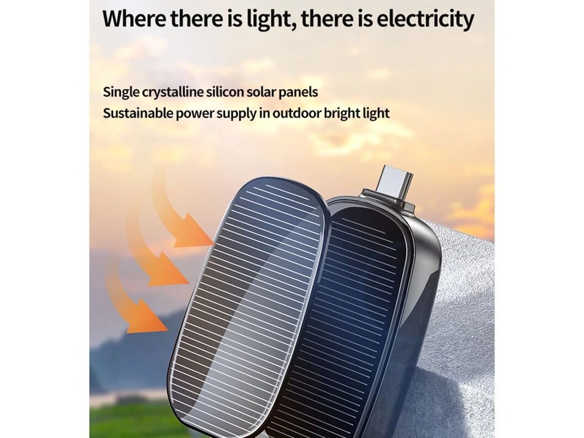 Jq-002 Mini Carregador Solar Portátil De 1200mah Com Porta-chaves, Compacto, Para Uso Externo Em Parques De Campismo E Actividades Ao Ar Livre