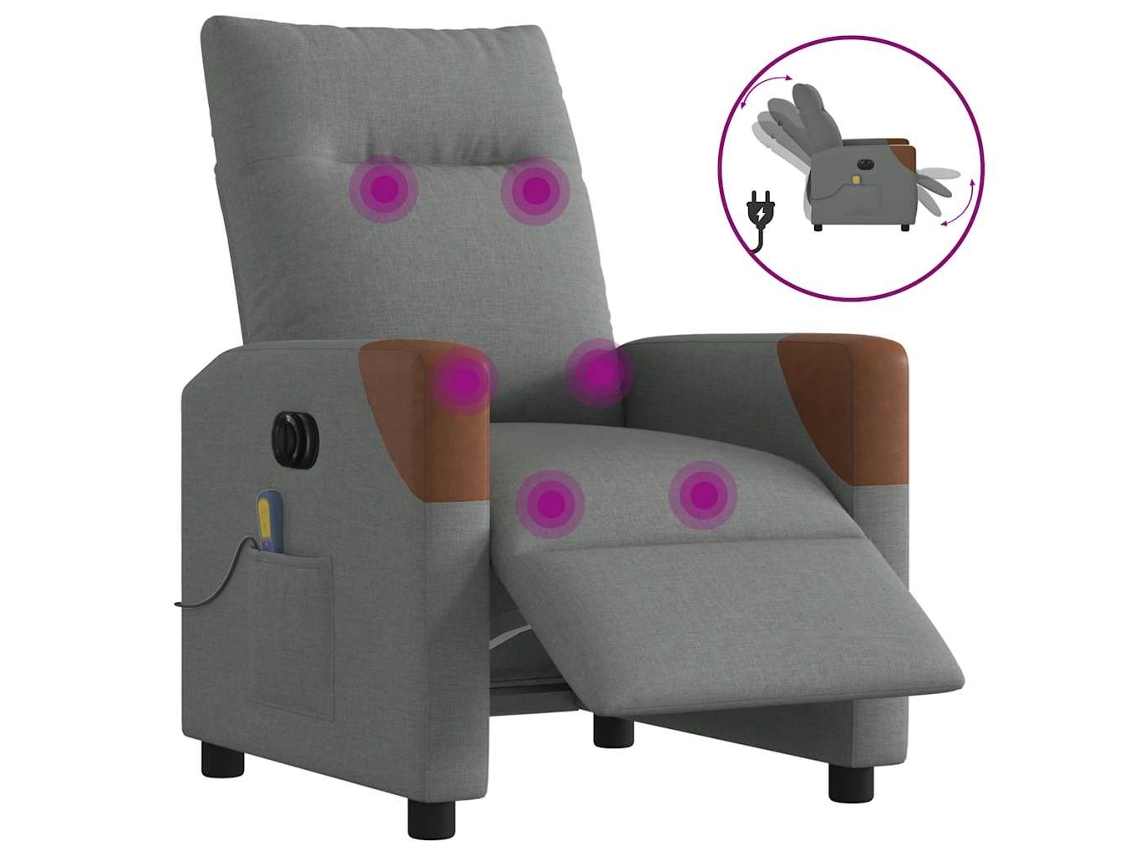 Poltrona Reclinável De Massagens Elétrica Tecido Cinza Escuro Lovely Home