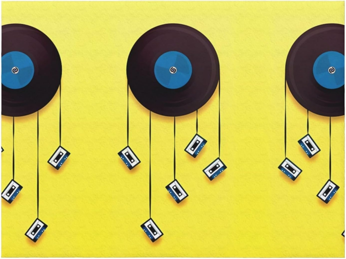 Colcha de Flanela Macia e Aconchegante para Sofá Quarto com Estampas Discos Vinil Fitas Cassete Modernas 101 6