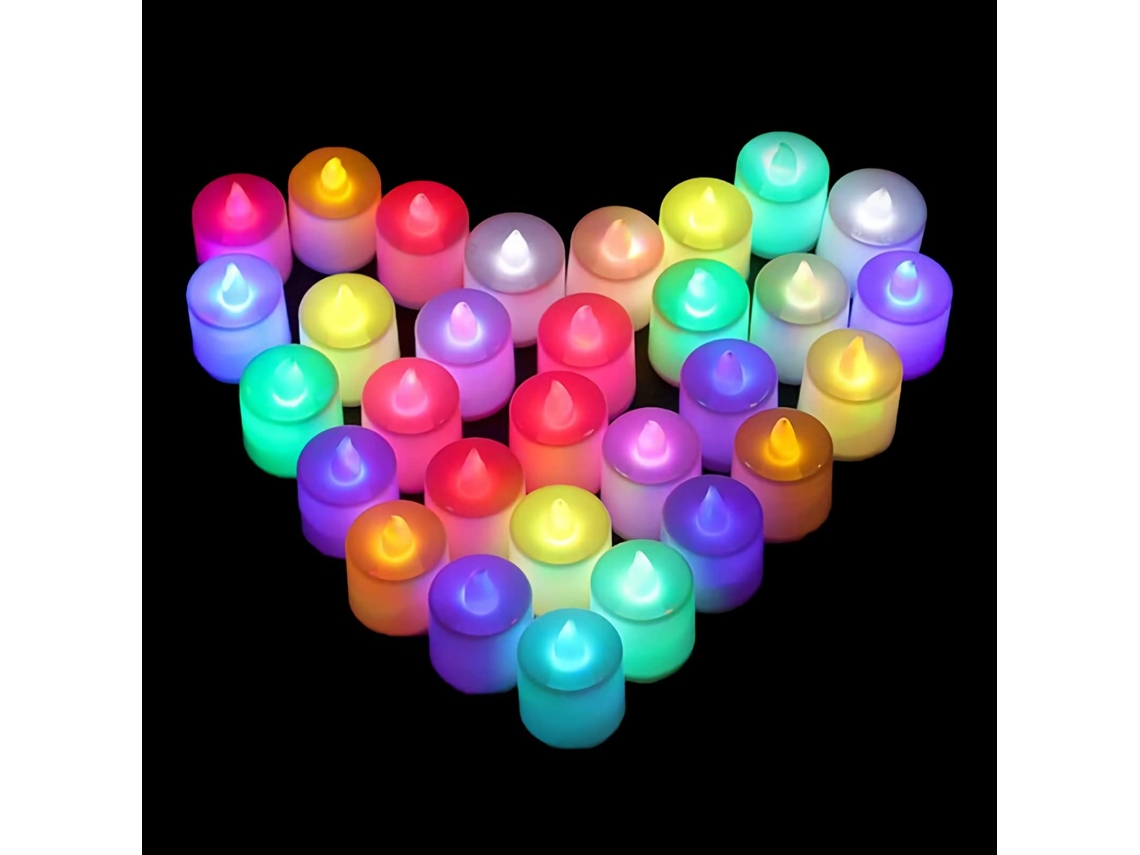 Conjunto De 24 Velas De Led Redondas E Multicoloridas, Sem Chama, Ideais Para Decorações De Halloween E Natal.