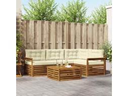 Vidaxl Conjunto De Sofás Para Exterior 5 Unid. Natural E Creme