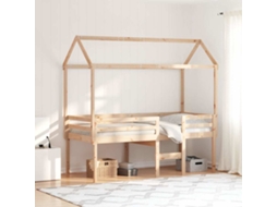 Cama Alta Com Telhado 80x200 Cm Pinho Maciço