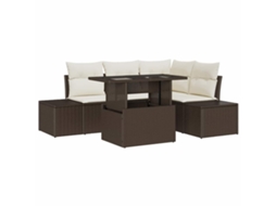 Maison Exclusive - Conjunto De Sofá De Jardim 5 Pcs Marrom E Creme Vime Pe