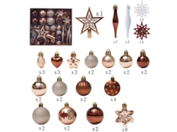 Conjunto de 58 bolas de Natal pintadas coffee gold para árvore e decorações natalícias LAXISCREED