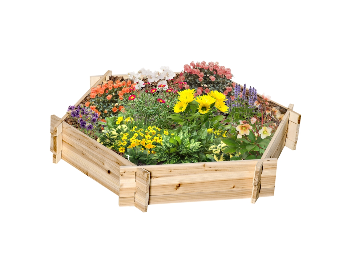 Canteiro Hexagonal Diy em Canteiro Elevado Jardineiro de Madeira para Jardim Varanda Natureza 100 X 92 X 16 Cm Ge