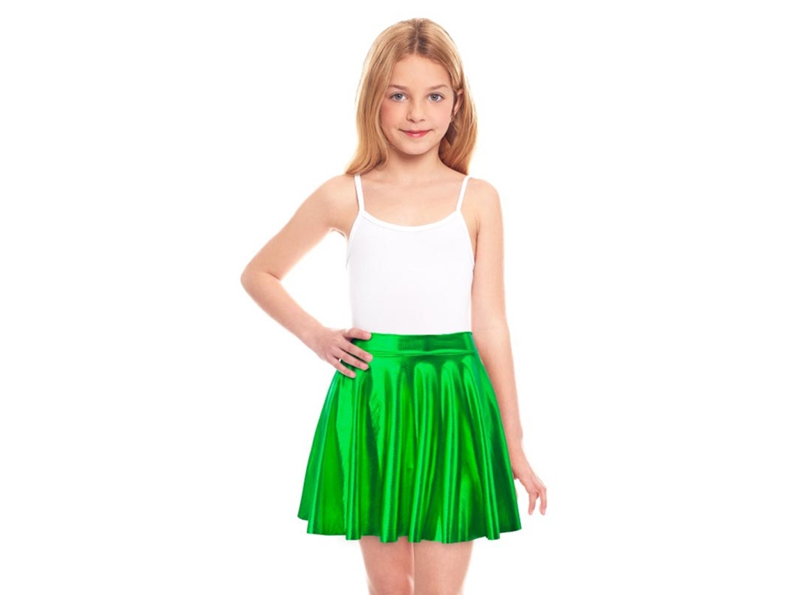 Saia voadora verde metalizada para menina