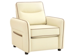 Poltrona relax couro sintético Bege 80x81x90 Cm assento largo, acolchoado | S/MARCA