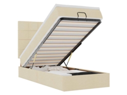 Cama Otomana com Colchão Leds 90x200 Cm Tecido Creme MAISON EXCLUSIVE