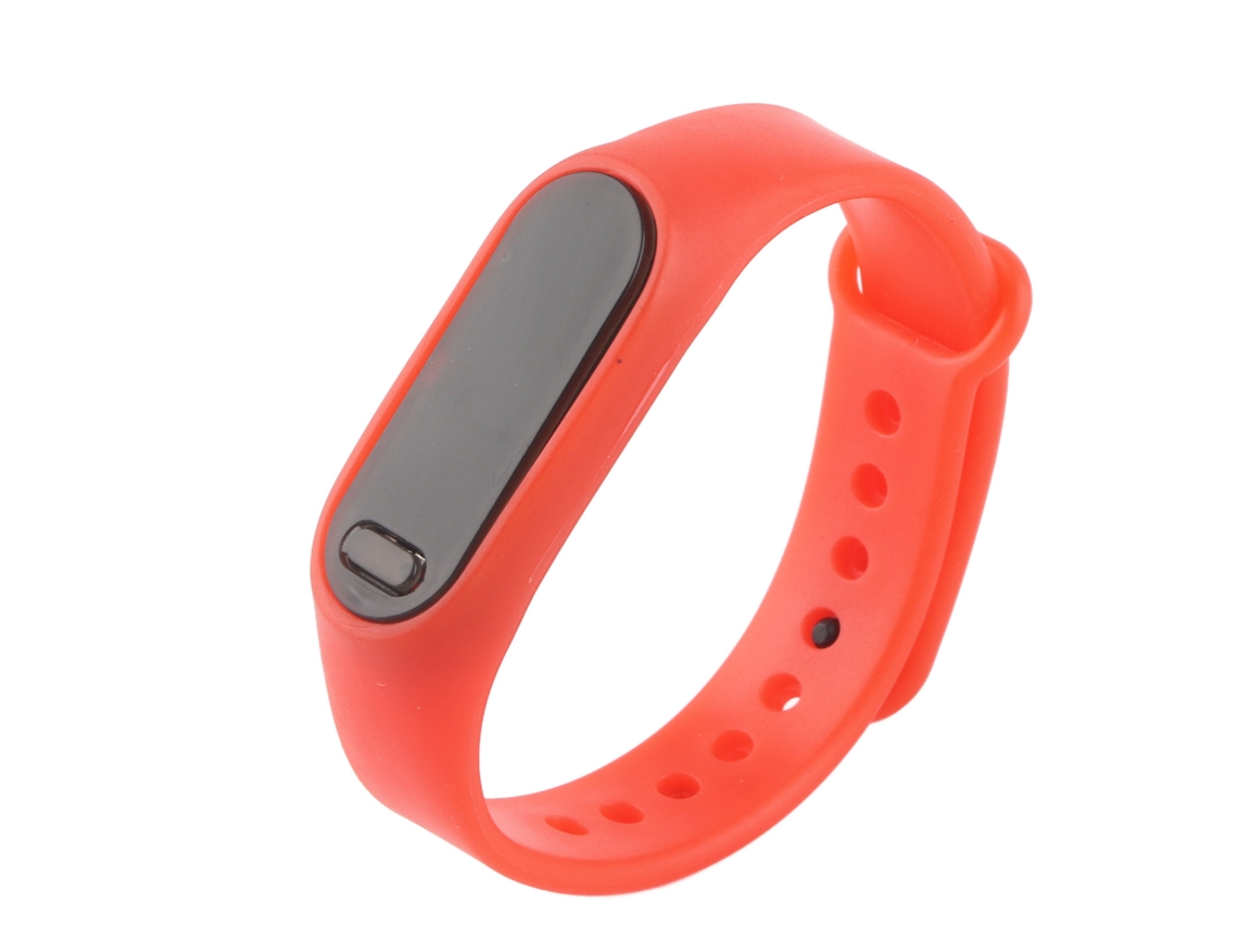 Relógio Inteligente Digital Pulseira Vermelha Estilo Moderno Luminoso