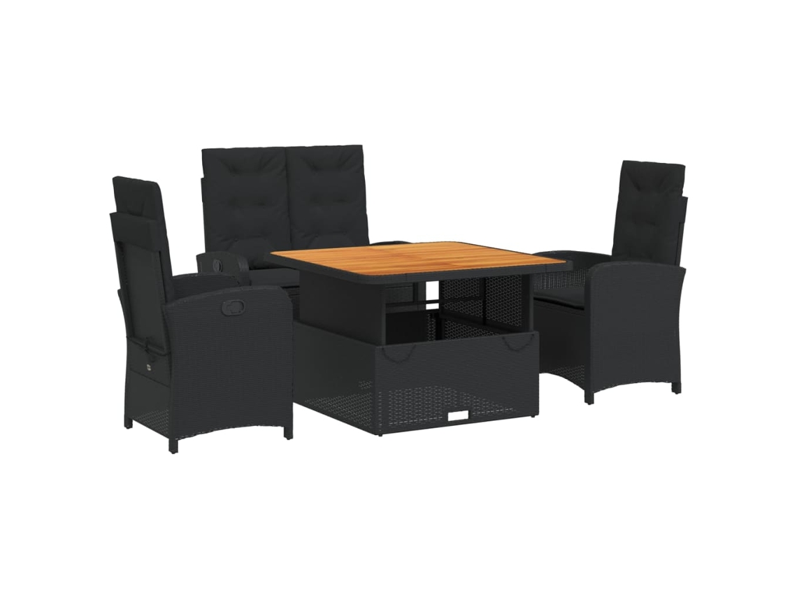 Garden Dining Set, Garden Dining Sets Vidaxl Preto Rattan / Vime (mesa Com 110 Cm De Comprimento)