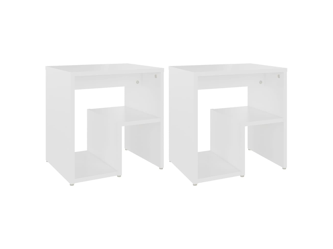 Conjunto de 2 Mesas Cabeceira 40x30x40 cm Derivado da Madeira Branco MAISON EXCLUSIVE