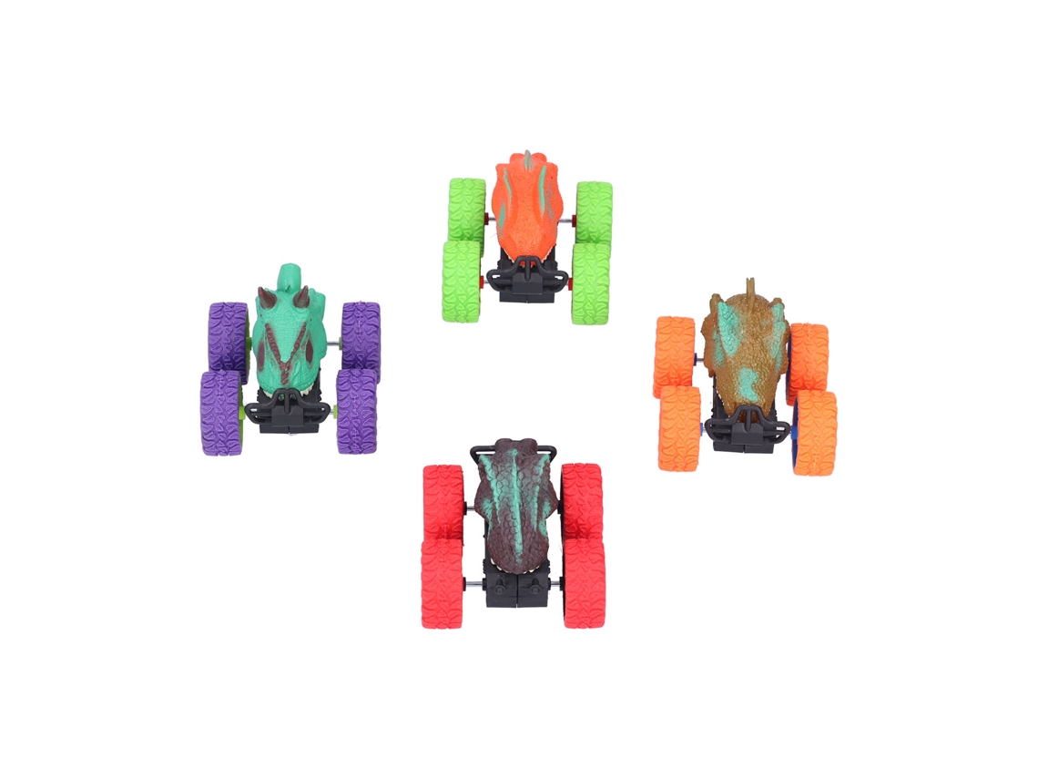 Walshlxq 4 Peças Coches Modelo Dinossauro Miniatura Bonitos Cores Diferentes Brinquedos de Carro de Tração para Trás para Crianças Presentes