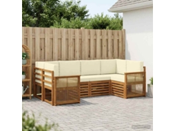 Vidaxl Conjunto De Sofás Para Exterior 5 Unid. Natural E Creme