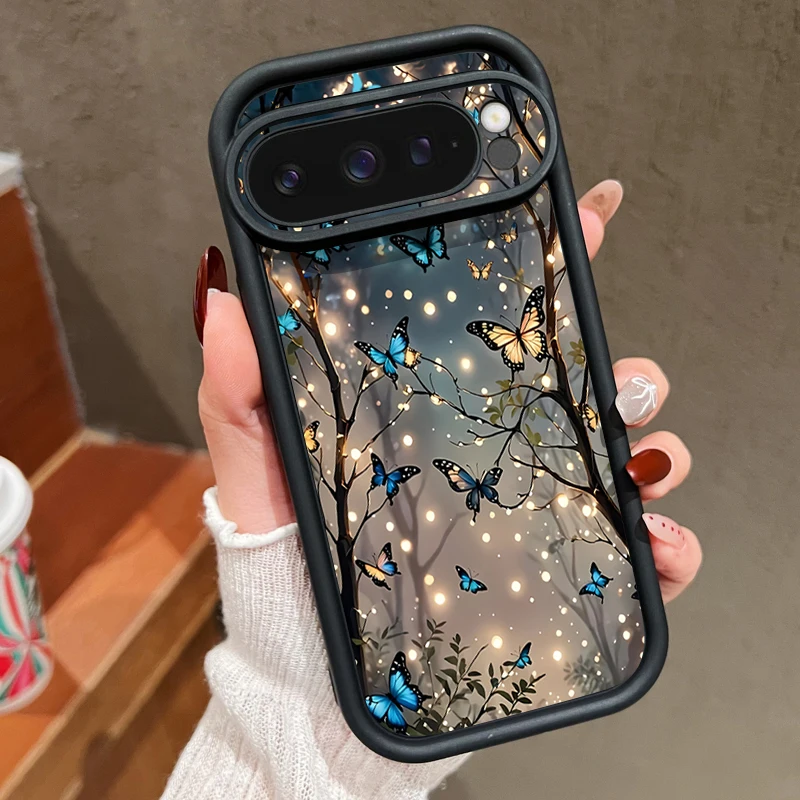 Capa De Celular Google Pixel 7 Pro Em Tpu Macio (preta), À Prova De Choque, Com Estampa De Borboleta.
