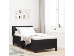 Cama Box Spring Com Colchão Preto 90x190 Cm Veludo