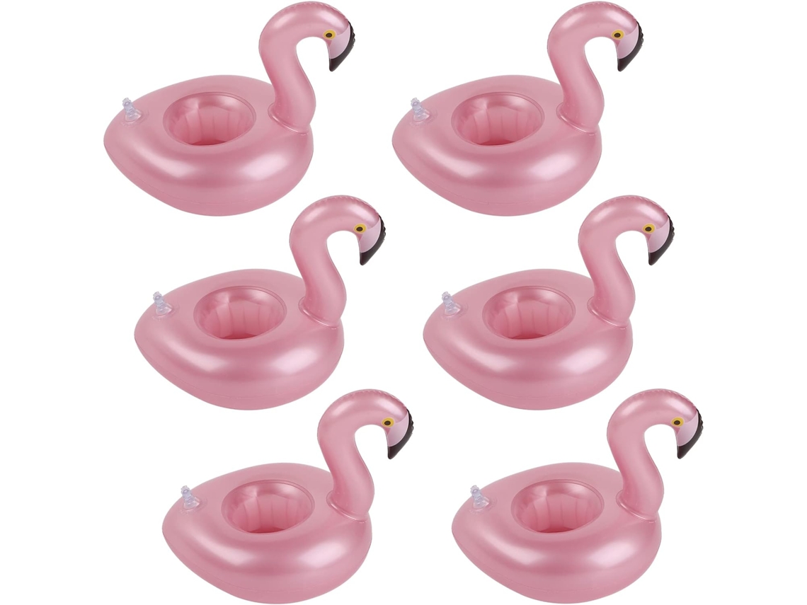 llc Porta-copos Inflável, Pacote Com 6 Unidades, Porta-copos Flutuante Para Piscina, Porta-copos Inflável Em Formato De Flamingo Para Festas Na Pisc