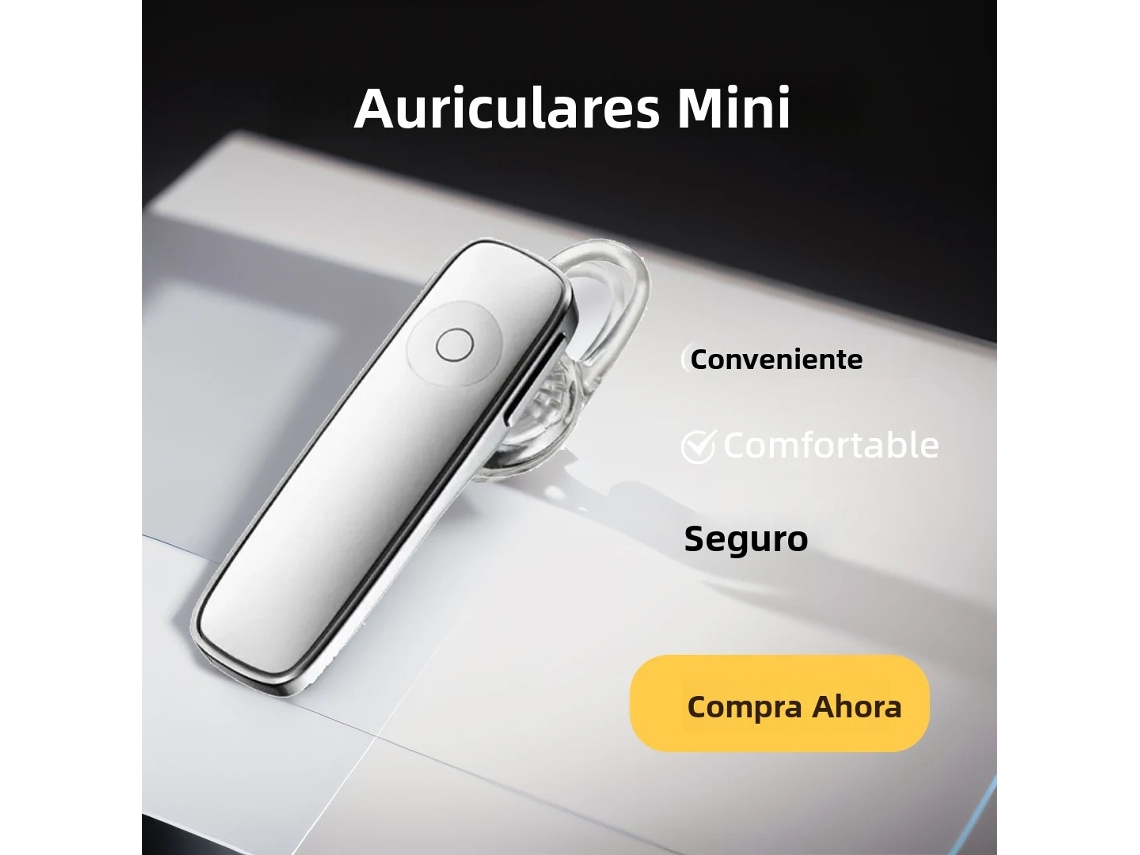 (branco) Mini Fones De Ouvido Estéreo Bluetooth, Chamadas Em Modo Mãos-livres, Microfone, Estilo Gancho De Orelha