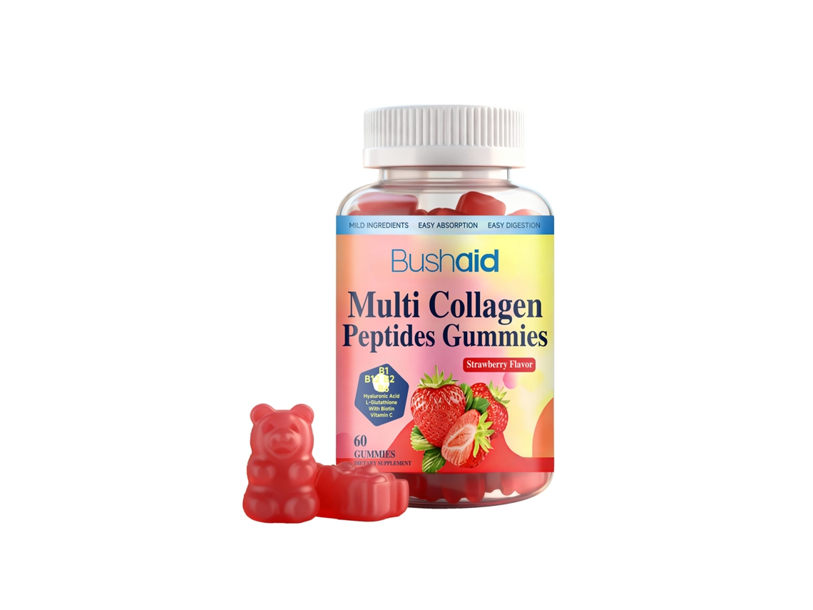 Colágeno Bushaid em Gomas da LAXISCREED para Hidratação e Absorção Suave