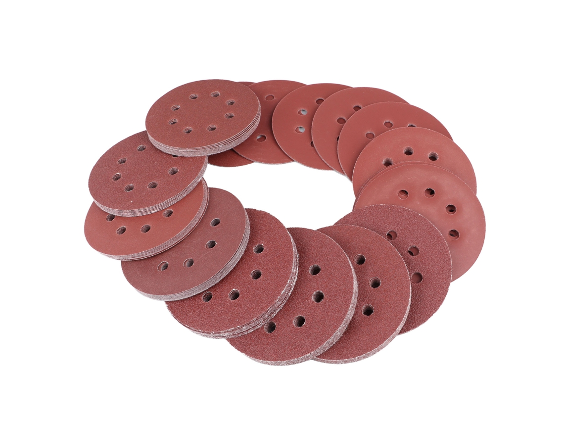 100 Peças De Lixa De Disco De 5 Polegadas Com 8 Buracos Flocking Ferramenta De Abertura 10 Tipos De Grit 125mm