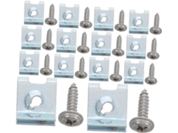Conjunto de 200 peças de fixadores metálicos para carros e motocicletas: clipes em U, parafusos e porcas.