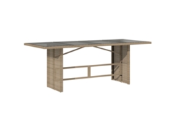 Mesa de jardim com tampo de vidro 190x80x75 cm Vime Pe Bege MAISON EXCLUSIVE