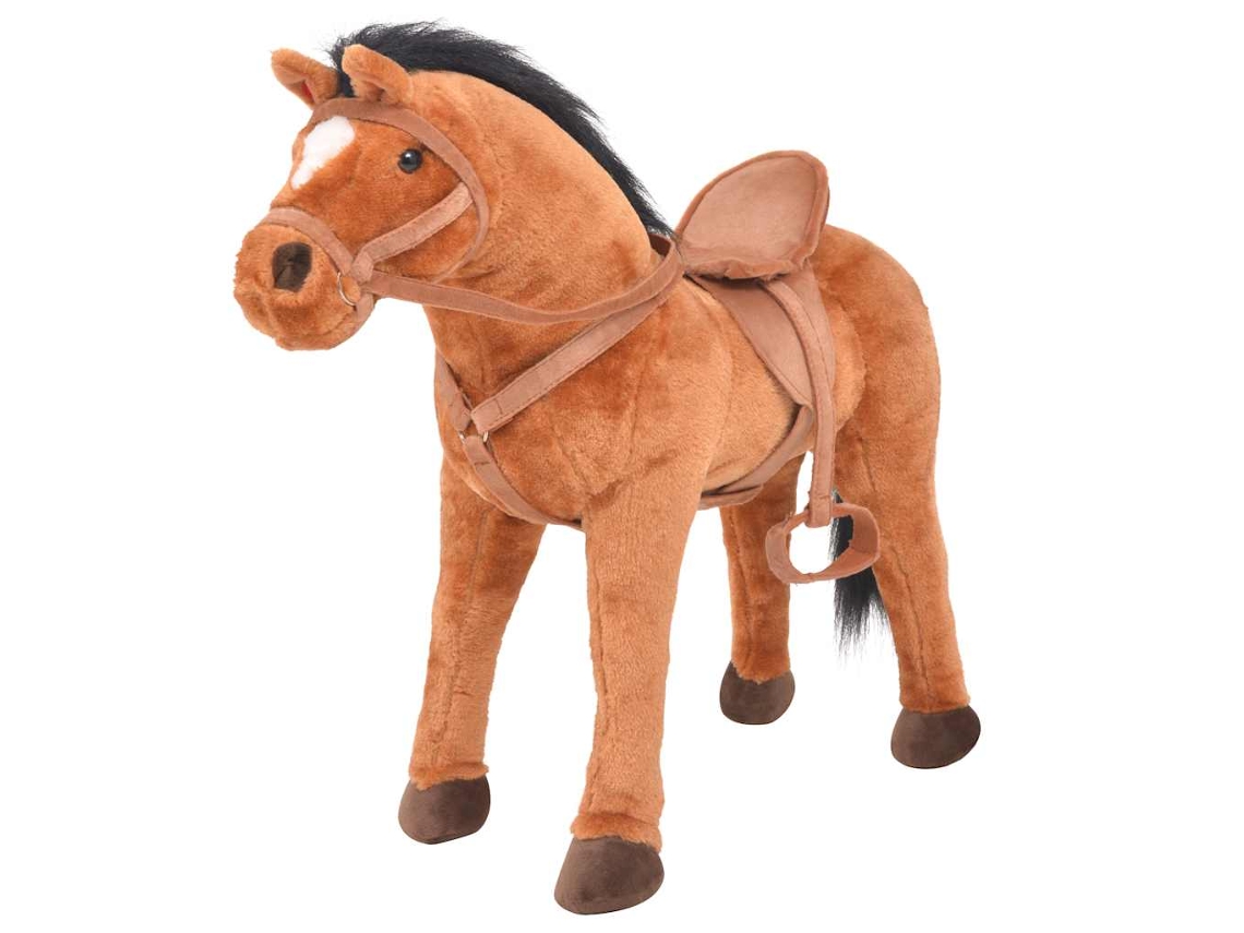 Vidaxl Cavalo De Peluche De Montar Castanho