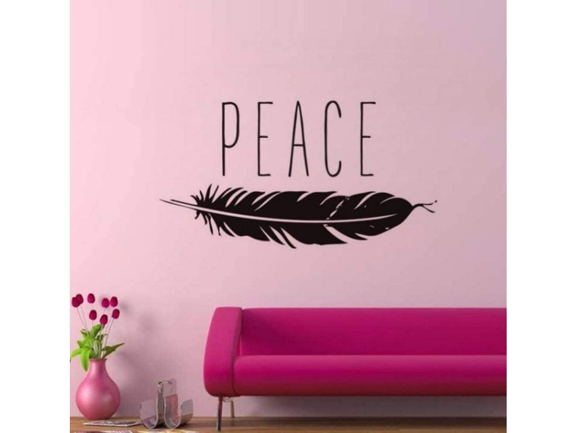 Adesivos de parede em vinil com estampa de penas da paz para decoração de casa, sala de estar, removíveis, 58 x 31 cm.