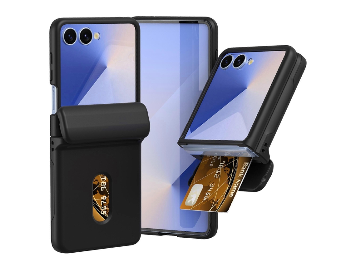 Capa Dobrável Tkdaddy Para Samsung Galaxy Z Flip7 5g Com Dobradiça De Mola E Compartimento Para Cartão, Preta