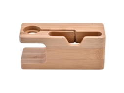 Suporte de Carregamento em Bambu e Madeira para iPhone e Apple Watch