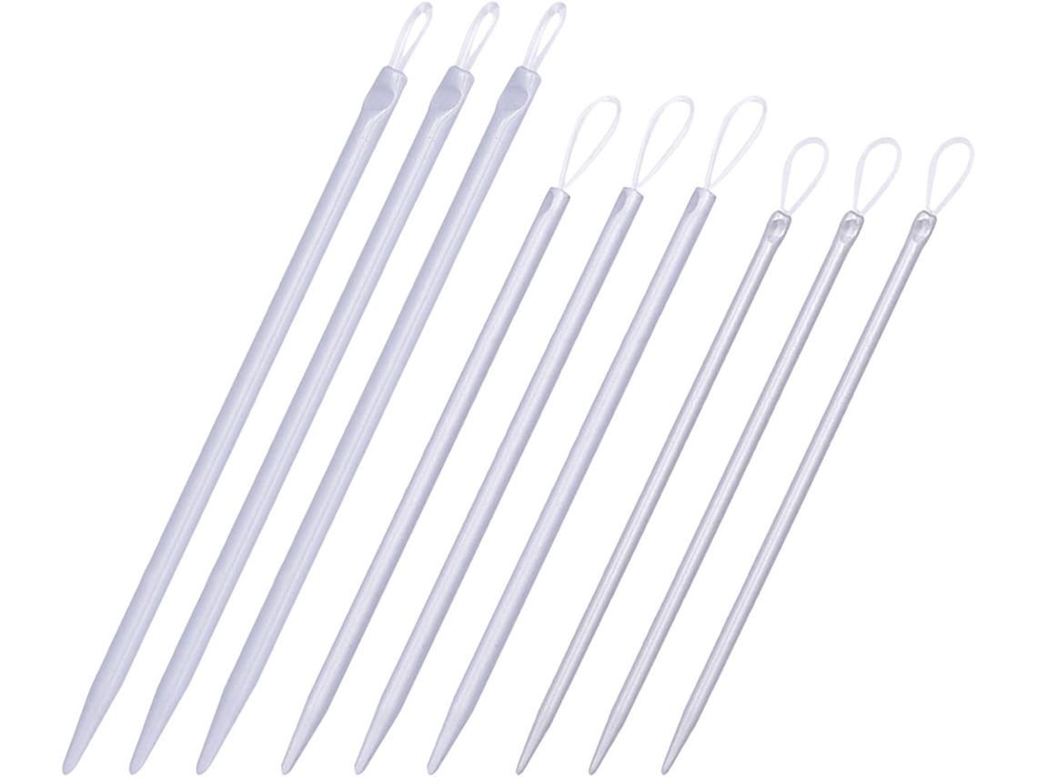 Conjunto De 9 Agulhas De Lã Com Orifício Grande, Em Nylon, Flexíveis E Fáceis De Enfiar.