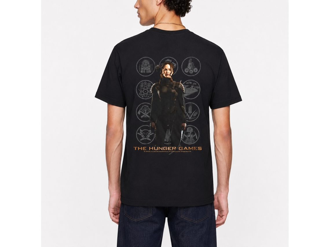 Rockinstone Hunger Games Movie Katniss With Districts Black Adult T-shirt Size:xxxl
