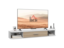 Rack suspenso para TV até 50 polegadas com nichos e porta basculante branco ZACHARY