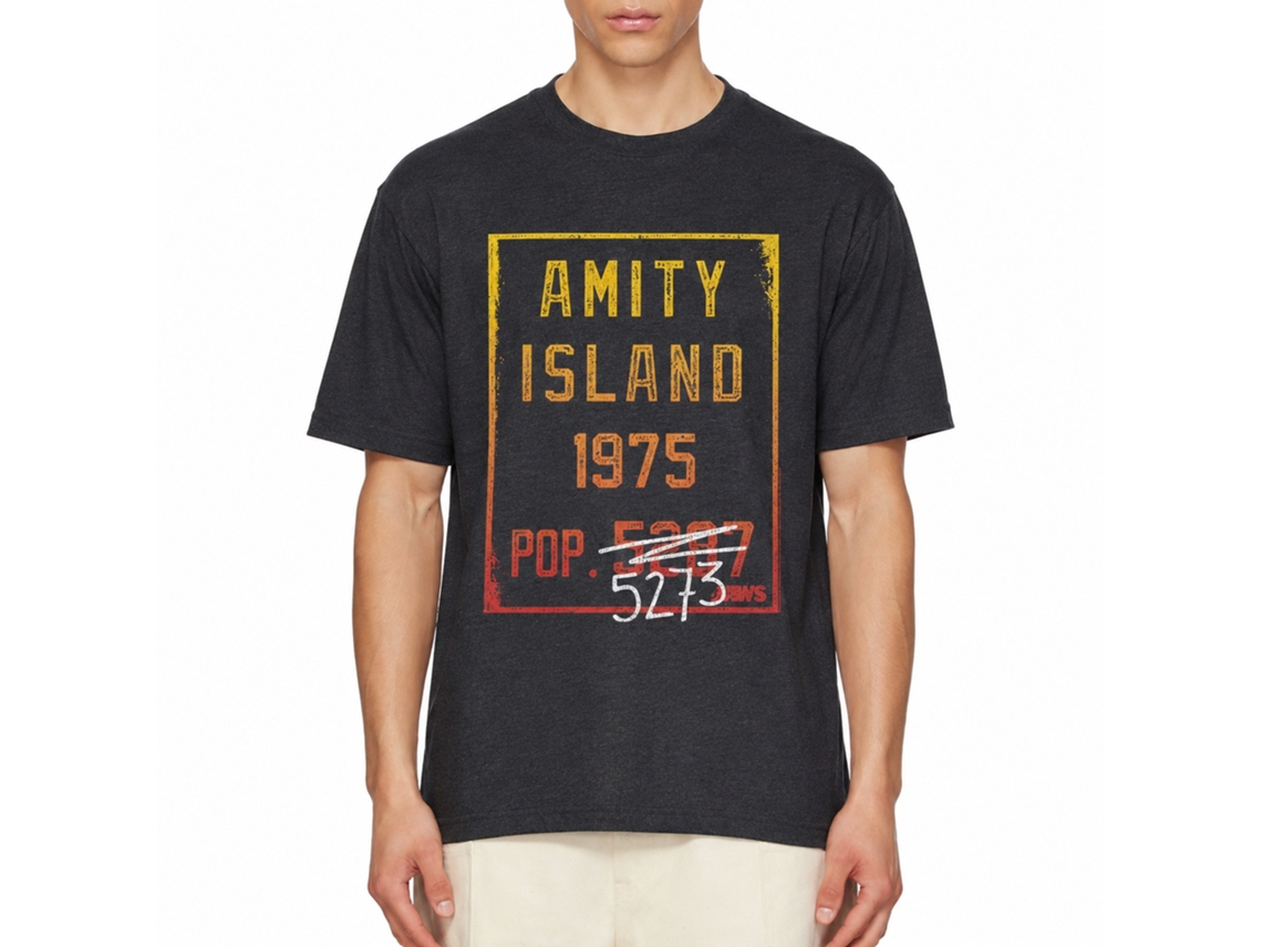 Rockinstone Jaws Movie Countdown Heather Navy Adult T-shirt Size:xxxl