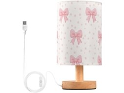 Abajur De Cabeceira Kcldeci Rosa Com Bolinhas, Ideal Para Quarto, Estilo Fazenda, Mesa De Cabeceira, Mesa De Trabalho