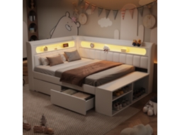 Cama Estofada em Mdf e Contraplacado Branca 90x200 Cm SINGULARITY