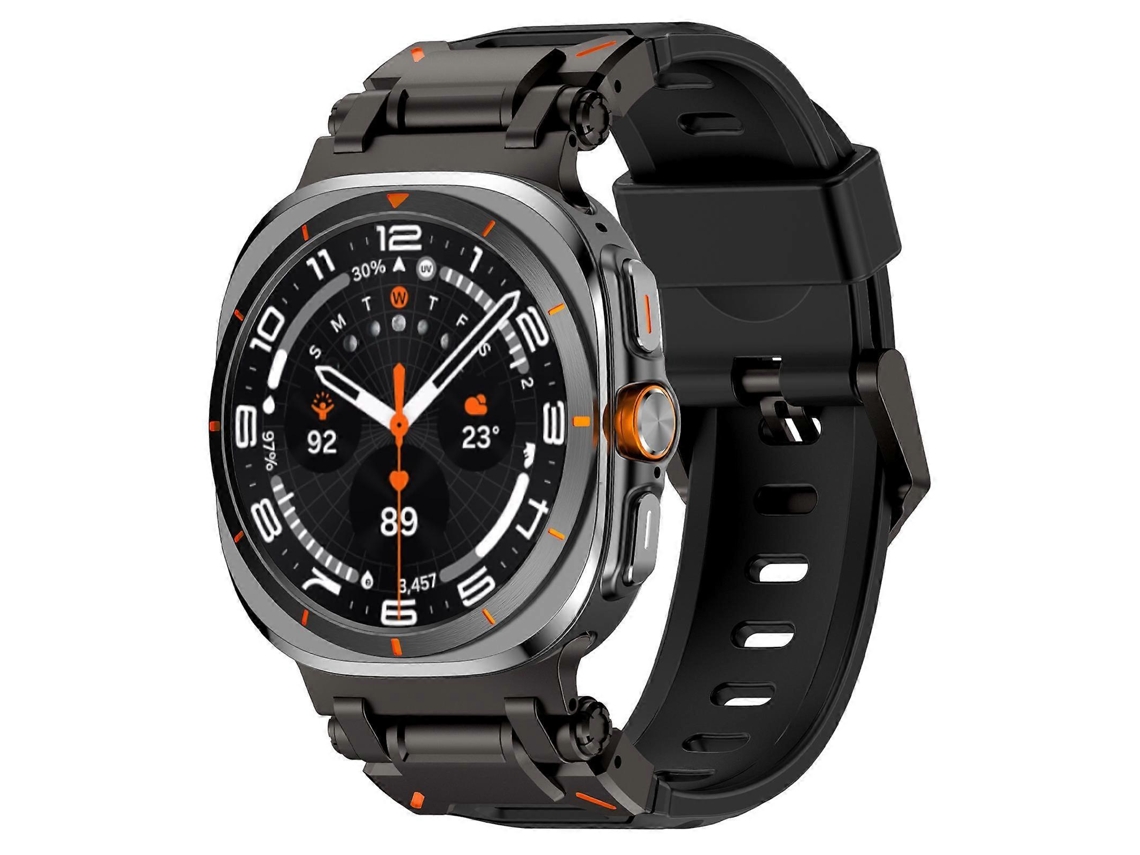 Pulseira De Borracha Fluorocarbonada Explorer Metal Head Para Samsung Galaxy Watch Ultra 47mm