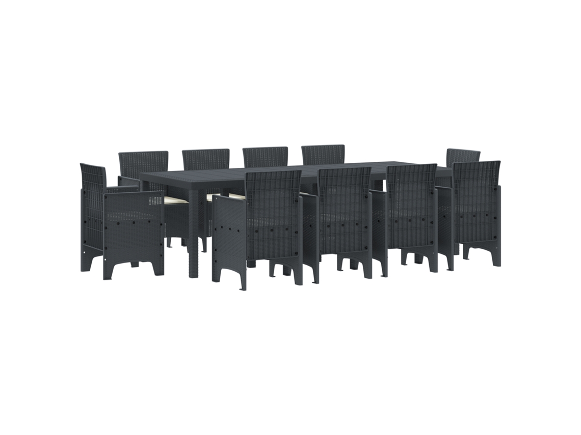 Conjunto 11 Conjunto De Jantar Para Jardim Vidaxl Antracite Polipropileno (250 X 100 X 73 Cm)
