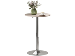 Mesa De Bar Com Altura Ajustável E Rotação 360°, Base Redonda, Mesa Alta Moderna Para Cozinha, Ø60x67-93 Cm, Madeira