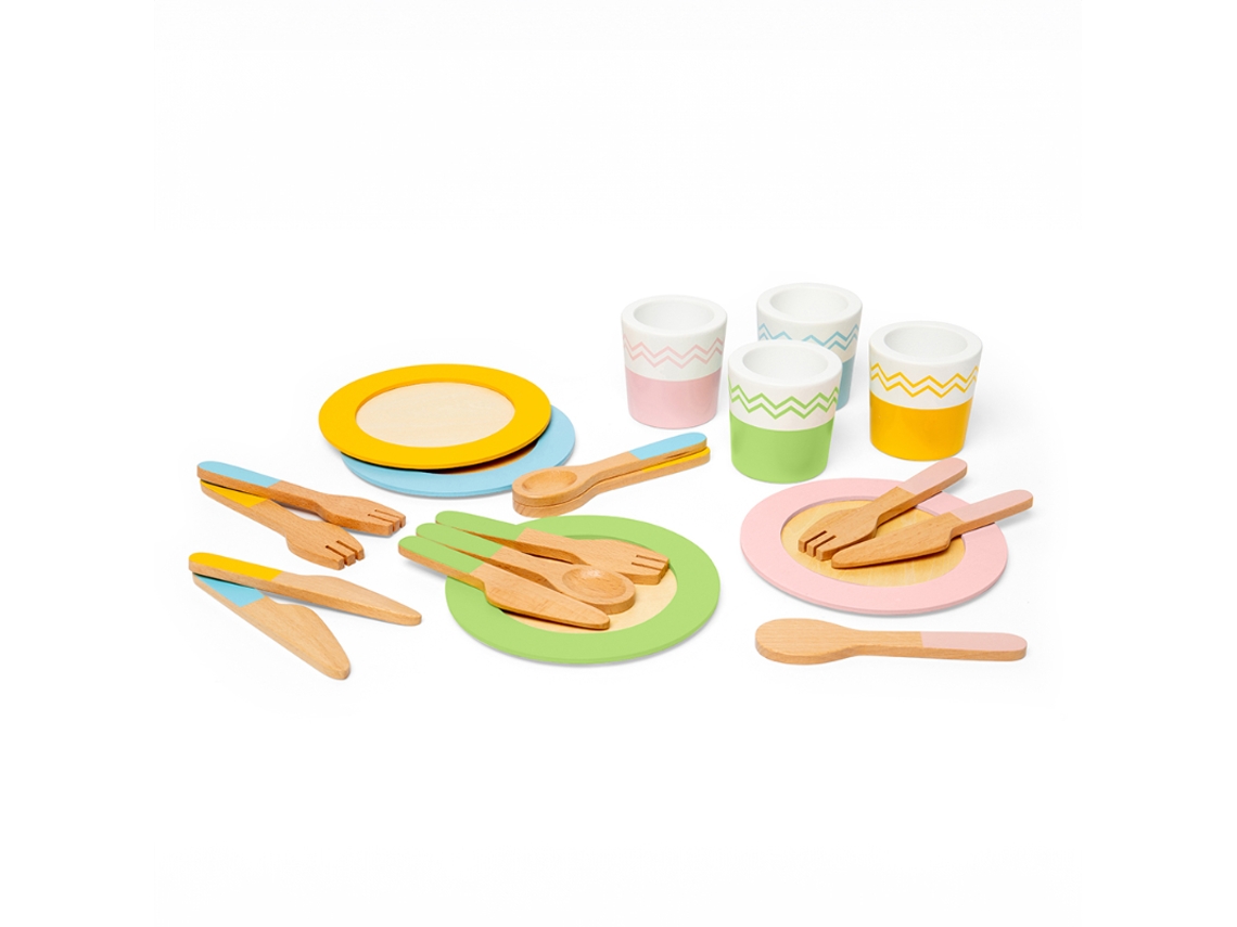 Conjunto De Jantar De Madeira Bigjigs Conjunto De Cozinha De Brinquedo Para Crianças