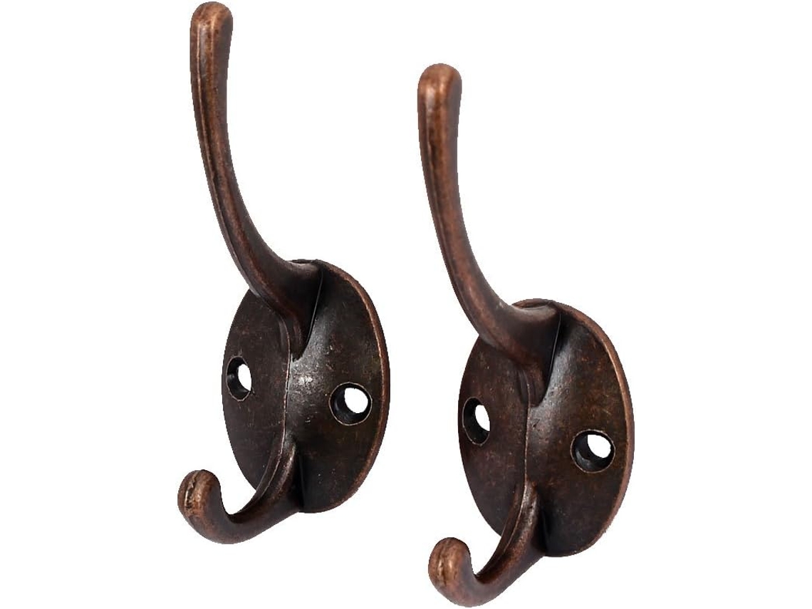 Cabide de Parede Duplo Metal para Roupas Quarto, Cor Cobre, Conjunto 2 Peças. CHABERLU