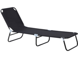 Espreguiçadeira Aço, Tecido Oxford Cor Preto 188x56x28 cm Outsunny