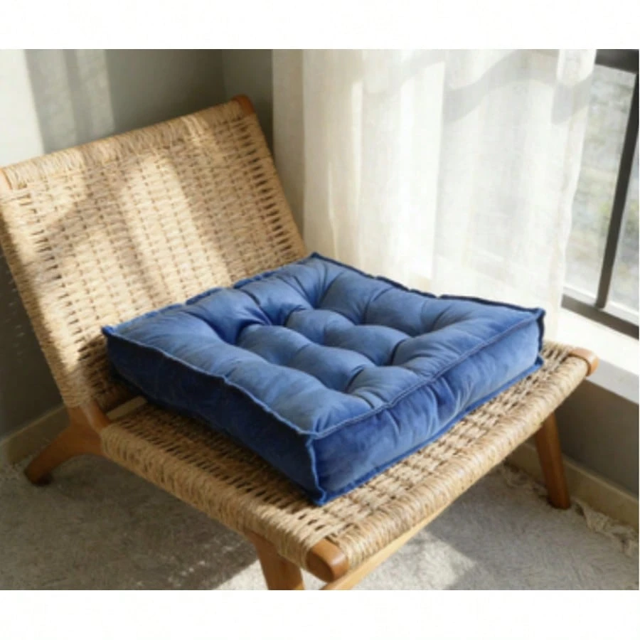 Almofada Chão Veludo 60x60x10 Cm Tatame Confortável para Sofá Janela e Leitura
