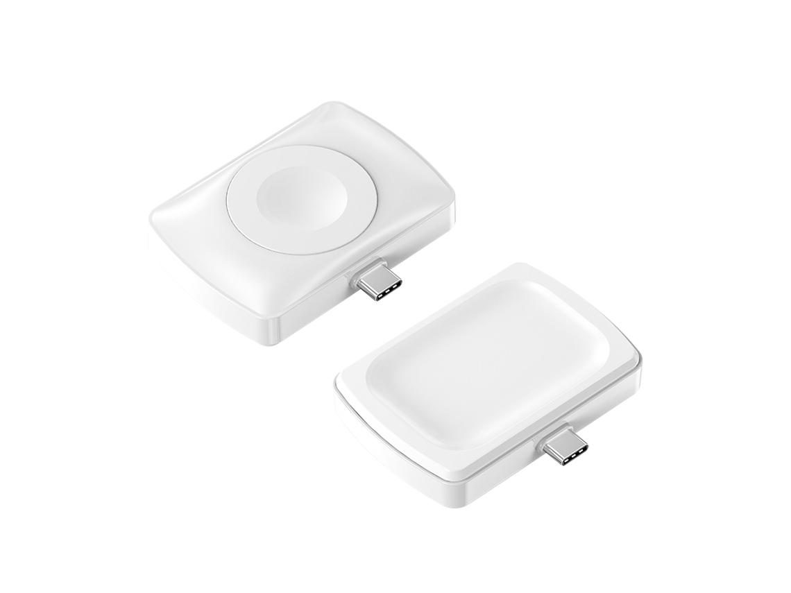 JJT-997 Interface tipo C fone de ouvido e relógio carregador sem fio dupla face para AirPods e iWatch (branco)