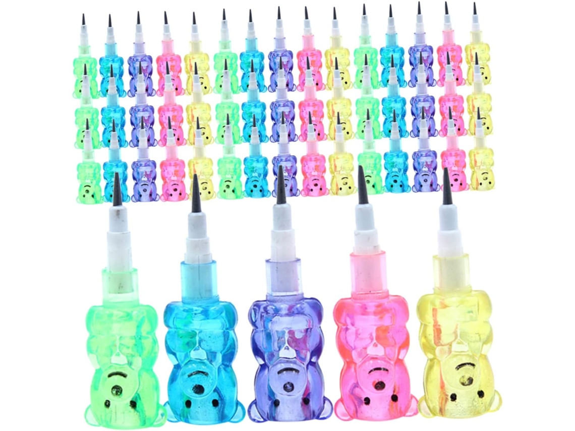 3 Lápis Empilháveis em Formato de Urso de Desenho Animado para Crianças Mat. Divertido 10 Peças * 3 CHABERLU