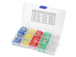 Kit de 500 diodos LED de 5 mm: vermelho, amarelo, azul, verde e branco
