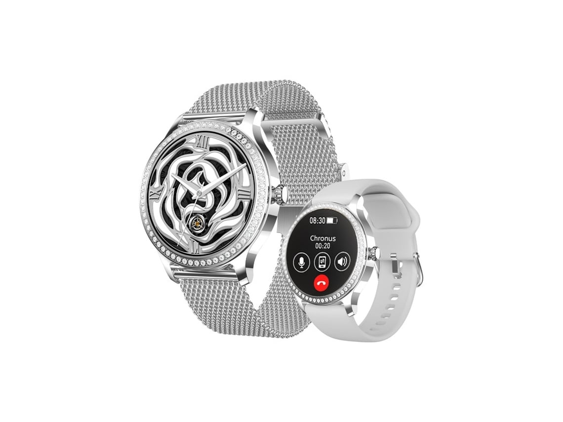 Smartwatch NISSGU para Mulheres com Tela Sensível Ao Toque de 1 28 Diamante para Android Ios Prata