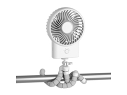 Ventilador de encaixe para carrinho de bebê, 360° de rotação, recarregável via USB
